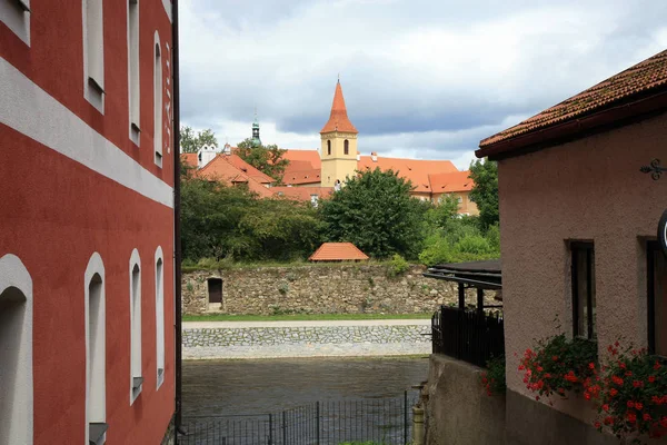 Panorama över den gamla stadskärnan i Cesky Krumlov, Tjeckien — Stockfoto