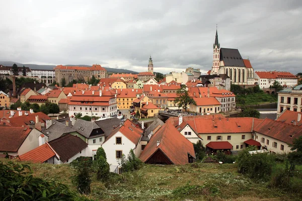 Panorama van de oude stad in Cesky Krumlov, Tsjechië — Stockfoto