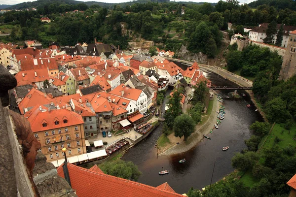 Widoki na stare miasto w Cesky Krumlov z zamku Cesky Krumlov, Republika Czeska — Zdjęcie stockowe