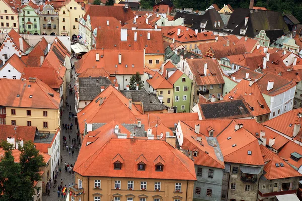 Výhled na staré město Český Krumlov od zámku Český Krumlov, Česká republika — Stock fotografie