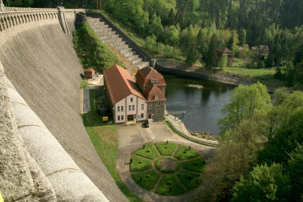 Waterkrachtcentrale Dam Bobr Rivier Pilchowice Polen Technisch Monument Toeristische Attractie — Stockfoto