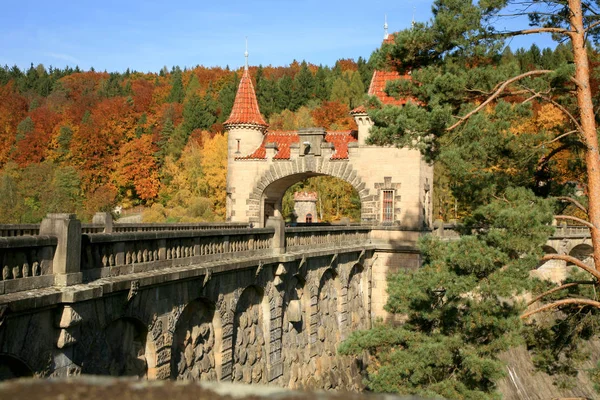 Malerischer Herbst Historischer Damm Les Kralovstvi Bila Tremesna Einer Der — Stockfoto