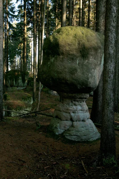 Rock Mushrooms Skalne Grzyby Berömda Klippformation Bordsbergen Gory Stolowe Nationalpark — Stockfoto