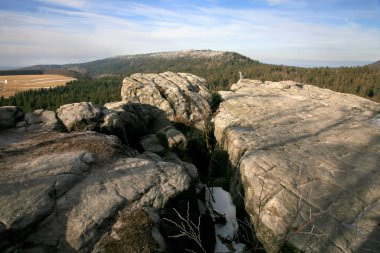 Naroznik, Masa Dağları (Gory Stolowe), Ulusal Park, popüler turizm merkezi, Polonya. 