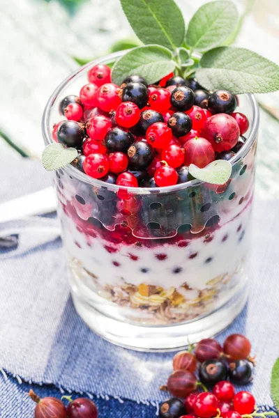 Dieta saludable muesli fruta fresca colorida —  Fotos de Stock