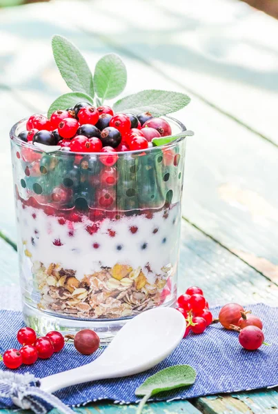 Repas du matin nutritif muesli fruits frais — Photo