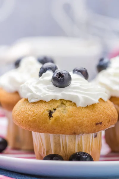 Výborné muffiny sladké smetaně brusinky — Stock fotografie