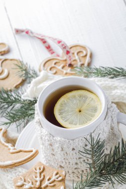 Soğuk günlerde ile Noel sıcak çay