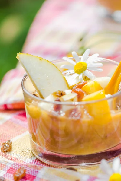 Tasty dessert fruit smoothie raisins — Stock Photo, Image