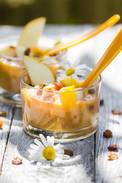 Tasty dessert fruit smoothie raisins — Stock Photo, Image