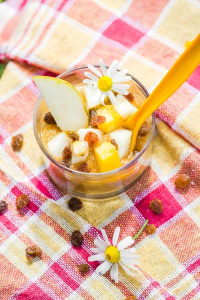 Tasty dessert fruit smoothie raisins — Stock Photo, Image