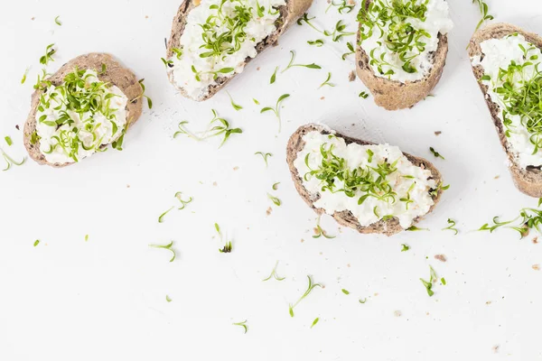 Desayuno Saludable Sándwiches Con Queso Crema Blanco Croissants — Foto de Stock