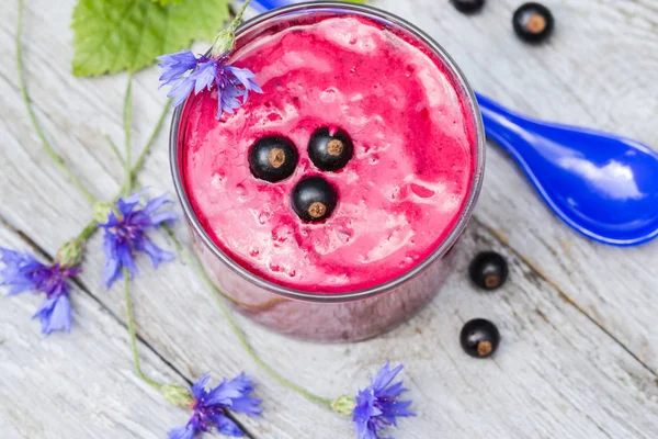 Matin Dans Jardin Cocktail Yaourt Cassis — Photo