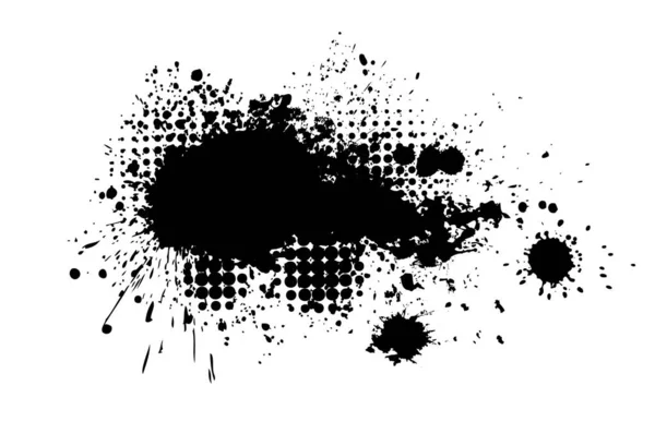 Manchas negras de pintura sobre un fondo blanco. Marco grunge de pintura. Ilustración vectorial . — Vector de stock