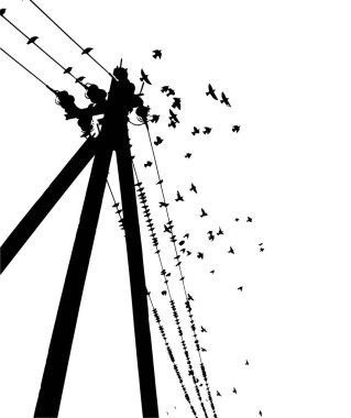 Kablolu kuşlar. Vektör illüstrasyonu