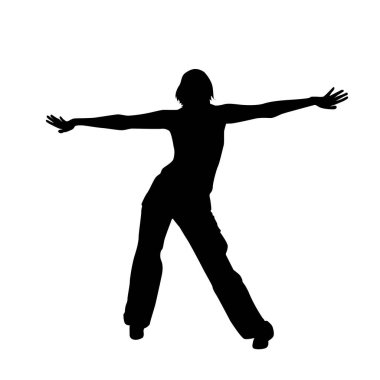 Saldırıyı yapan bir kızın silueti. Vektör