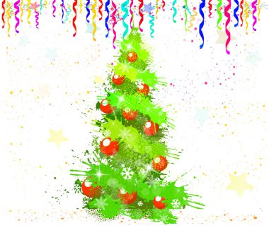 Boya lekelerinden soyutlama Noel ağacı. Vektör