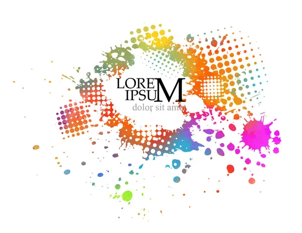 Beyaz arka planda çok renkli boya lekeleri var. Çamurlu boya. Vektör