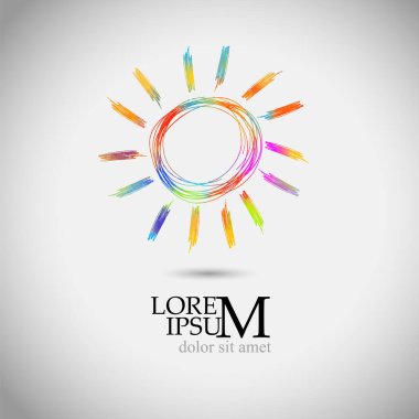 Sembol çok renkli güneş çizgisi. Merhaba yaz. Vektör