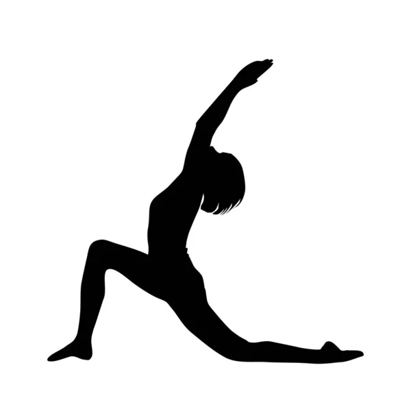 Yoga siluett. Vektor. Vacker smal flicka. — Stock vektor