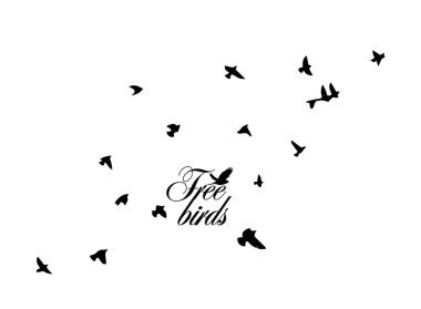 Uçan bir kuş sürüsü. Vektör illüstrasyonu