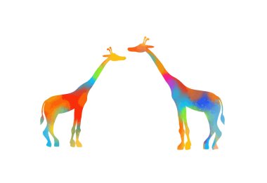 renkli yaban hayatı memeli fauna zürafa. Vektör çizimi