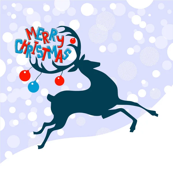 Salutations de vacances. Silhouette de cerf de Noël. Illustration vectorielle — Image vectorielle