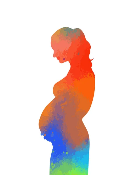 Силуэт беременной женщины. Векторная иллюстрация — стоковый вектор