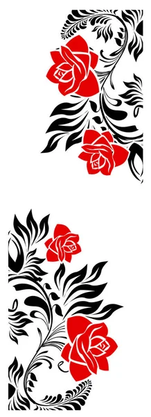 Flor abstracta roja y negra. Fondo vertical. Diseño de puerta. Ilustración vectorial — Archivo Imágenes Vectoriales