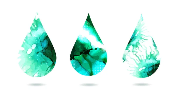 Gotas de agua abstracta de acuarela. Ilustración vectorial — Vector de stock