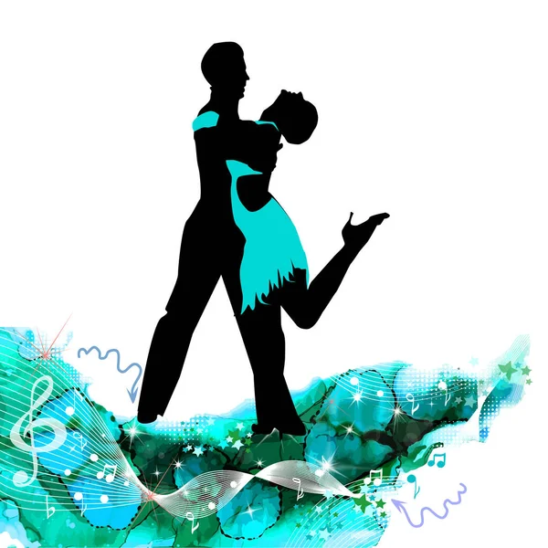 Abstraction Ballroom dancing. Dancing couple in love. Vector illustration — Stock Vector