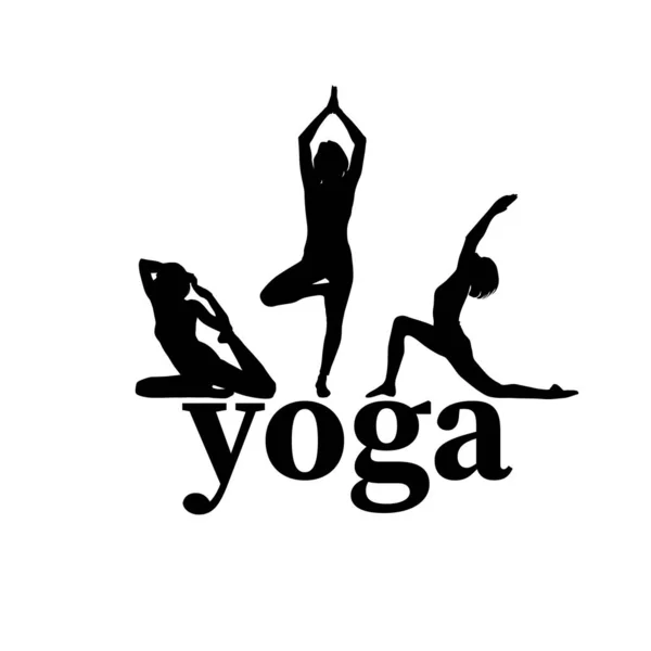 Silueta Yoga. Ilustrație vectorială. Cifrele fetelor — Vector de stoc