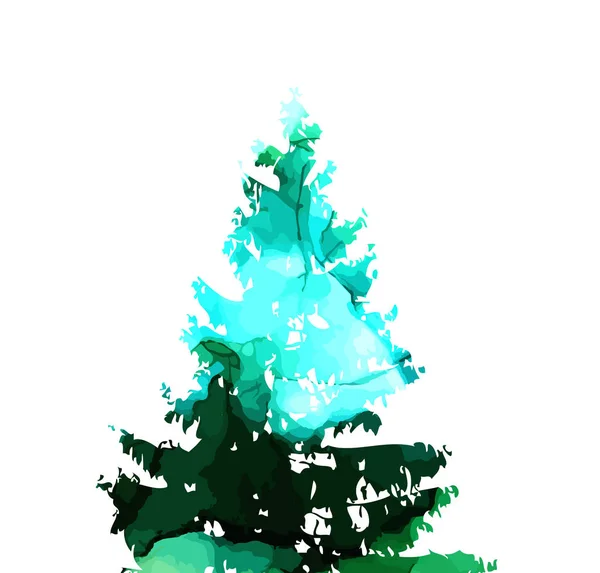 Abeto cênico aquarela. Árvore de Natal. Ilustração vetorial — Vetor de Stock
