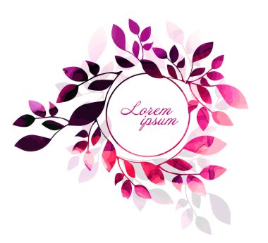 Suluboya yapraklardan oluşan yuvarlak bir çerçeve. Vektör illüstrasyonu