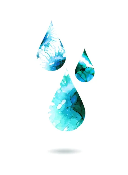 Gotas de agua abstracta de acuarela. Ilustración vectorial — Archivo Imágenes Vectoriales