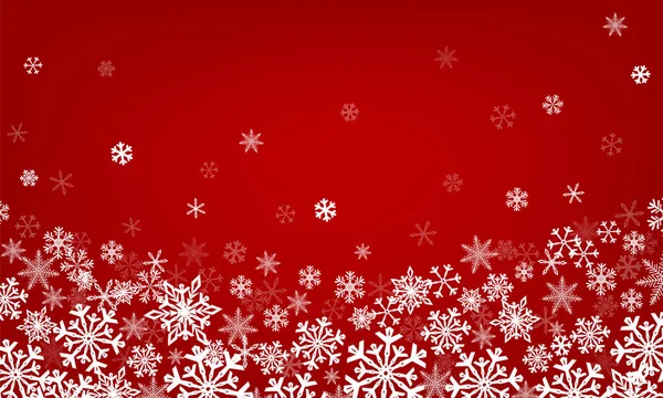 Fondo rojo con copos de nieve. Ilustración vectorial — Archivo Imágenes Vectoriales