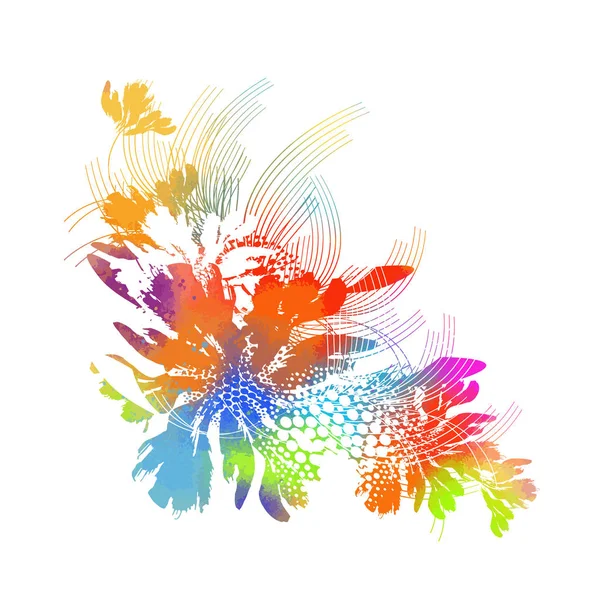 Abstração floral colorido. Meios mistos. Ilustração vetorial — Vetor de Stock