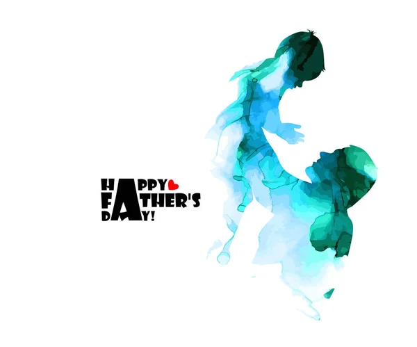 Colorful silhouette of dad and son. Happy father's day. Mixed media. Vector illustration — Stock Vector