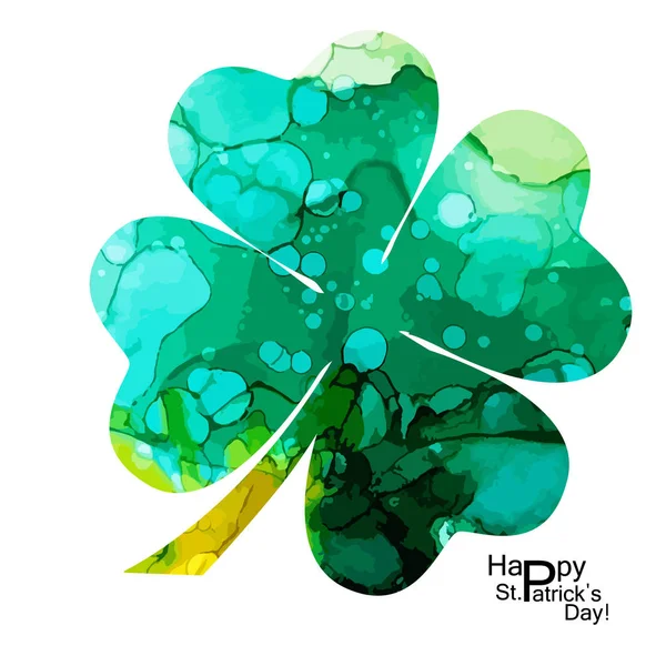 Aquarell Klee. happy st. patrick 's day. Gemischte Medien. Vektorillustration — Stockvektor