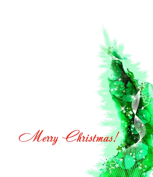 Christmas tree watercolor. Merry Christmas Card. Mixed media. Vector illustration. — Stock Vector