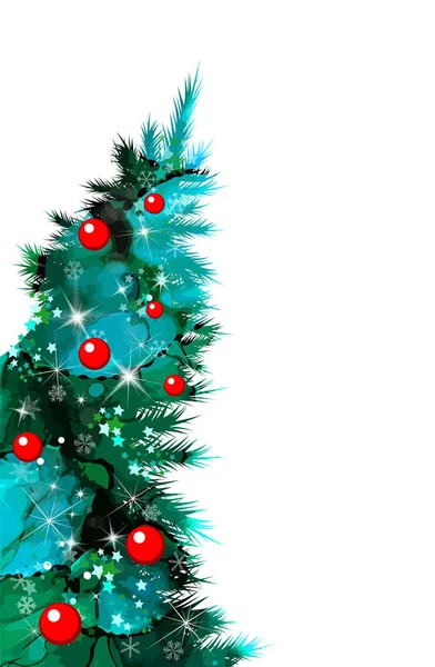 Υδατογραφία χριστουγεννιάτικου δέντρου. Καλά Χριστούγεννα. Εικονογράφηση διανύσματος. — Διανυσματικό Αρχείο