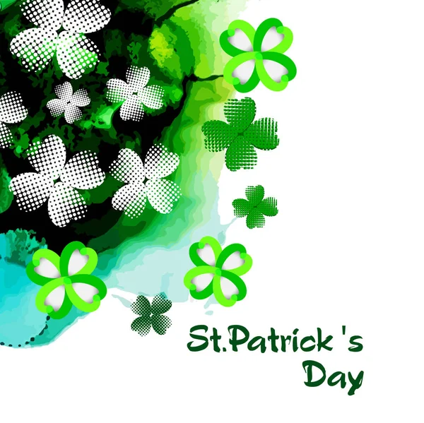 Aquarel achtergrond met klaver. Fijne St. Patrick 's Day. gemengde media. Vectorillustratie — Stockvector