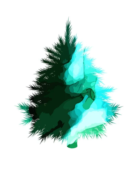 水の色の風光明媚なトウヒ。クリスマスツリー。ベクターイラスト — ストックベクタ