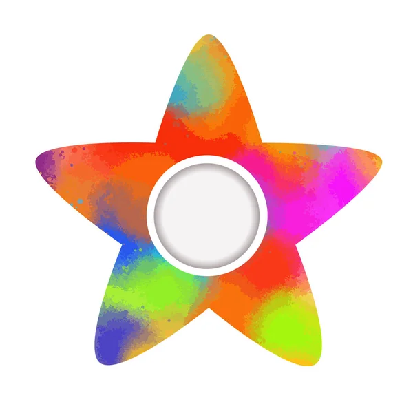 Estrella abstracta con marco redondo. Medios mixtos. Ilustración vectorial — Vector de stock