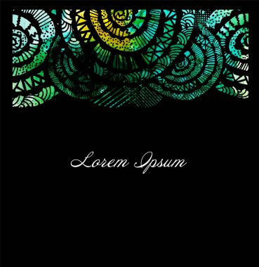 Boho desenli bir arka plan. Karışık medya. Vektör illüstrasyonu