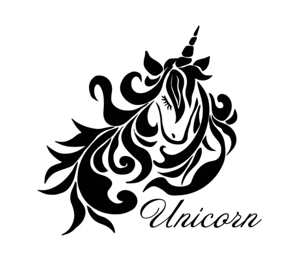 Gambar Unicorn adalah sebuah abstraksi tato. Ilustrasi vektor - Stok Vektor