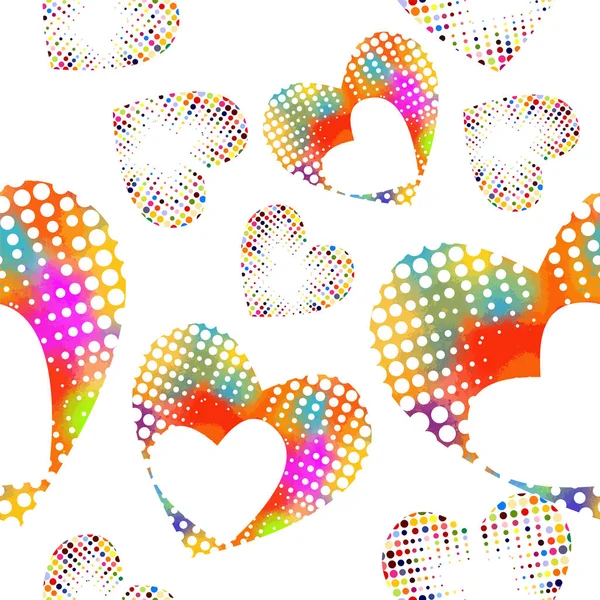 A multicolored heart from dots. I love you. Seamless background. Mixed media. Vector illustration — Stock Vector