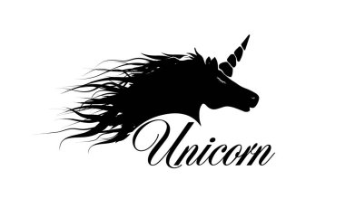 Tek boynuzlu at çizimi bir dövme soyutlamasıdır. Vektör illüstrasyonu