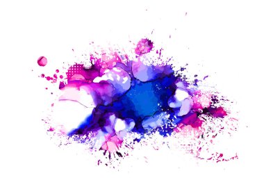 Beyaz arka planda çok renkli boya lekeleri var. Çamurlu boya. Karışık medya. Vektör illüstrasyonu