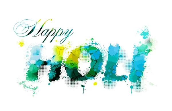 Happy Holi. From drops of paint. Mixed media. Vector illustration — Stock Vector